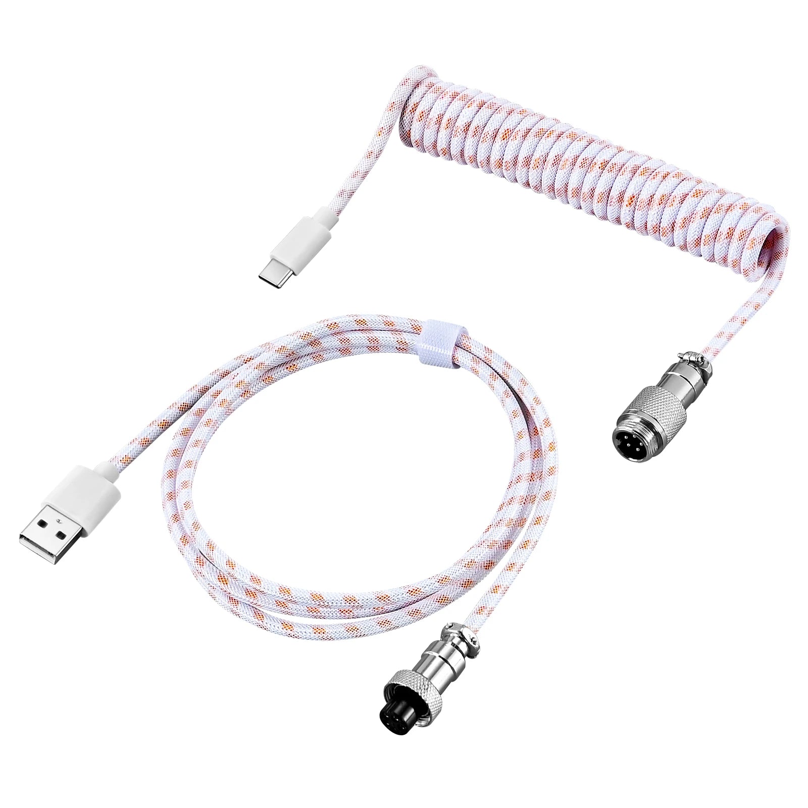 Coiled Keyboard Cable (White&Pink)