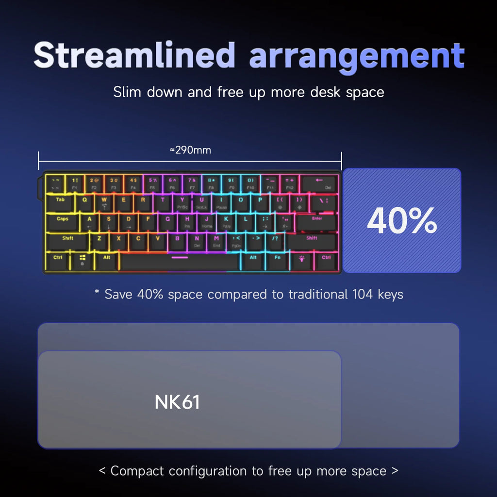 NK61 60% Keyboard (Red Switches)