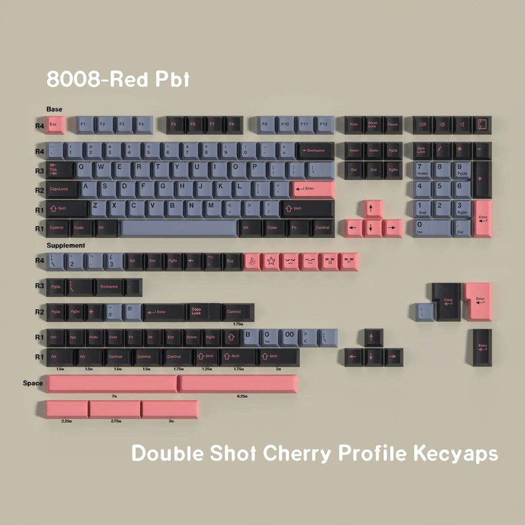 8008 Red PBT Keycaps Set