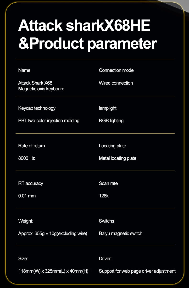 ATTACK SHARK X68HE Wired Keyboard