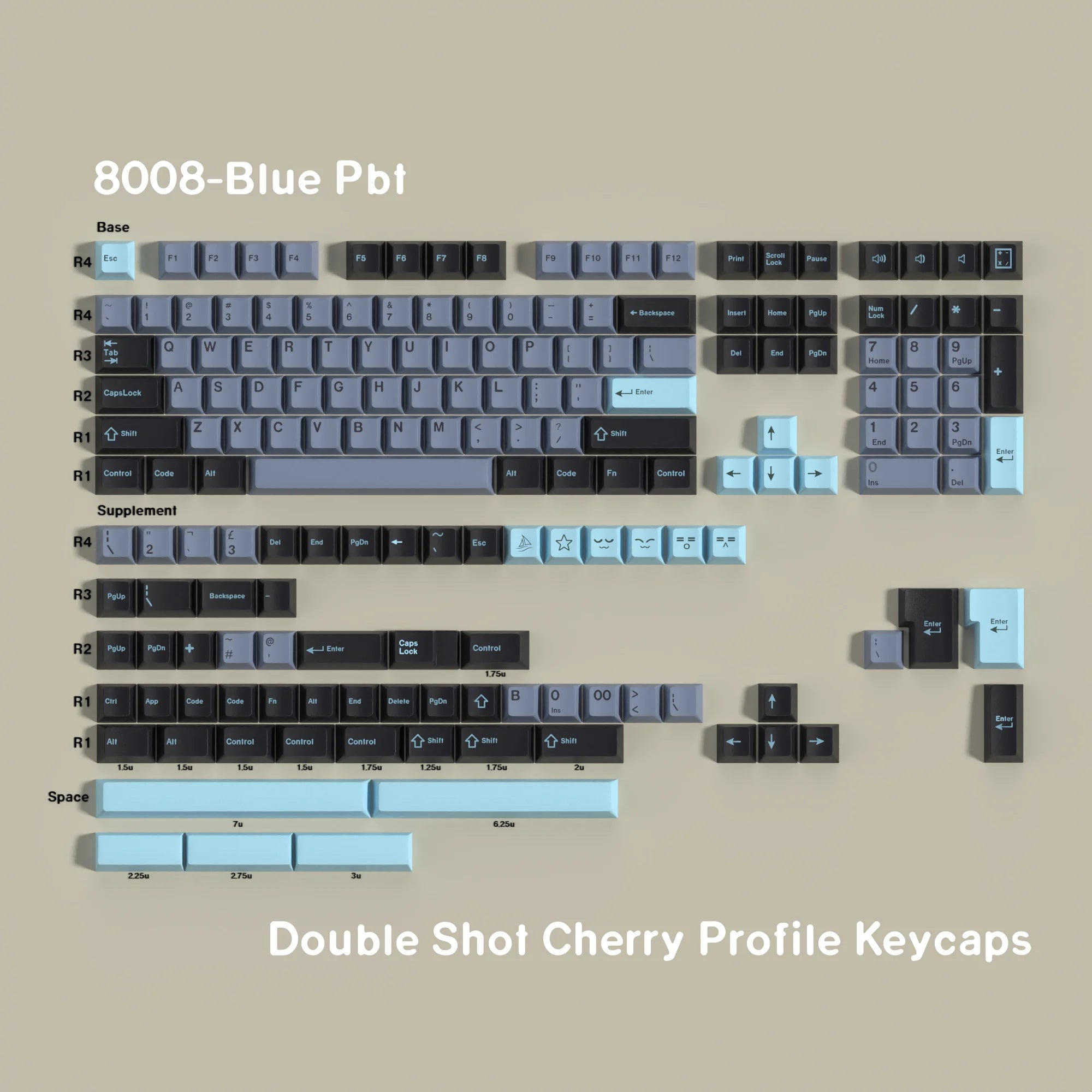8008 Blue Keycaps Set
