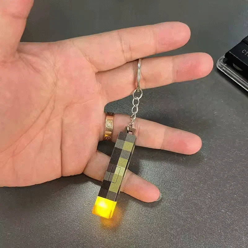 Mini Flashlight Torch Keychain Minecrafte Game Peripheral Props Plastic MC Game Toys Backpack Decoration Pendant Party for Gifts