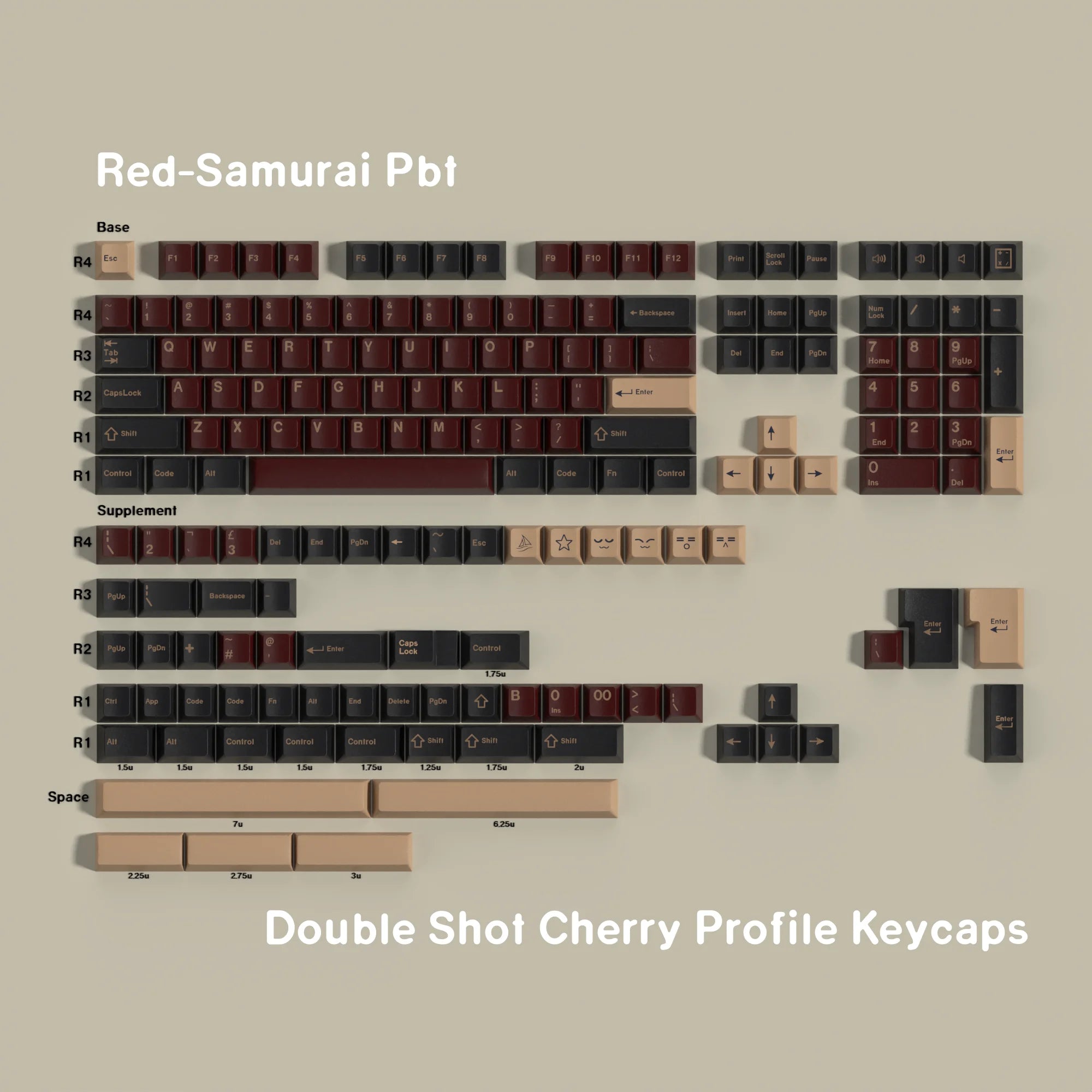 Red-Samurai PBT Keycaps Set