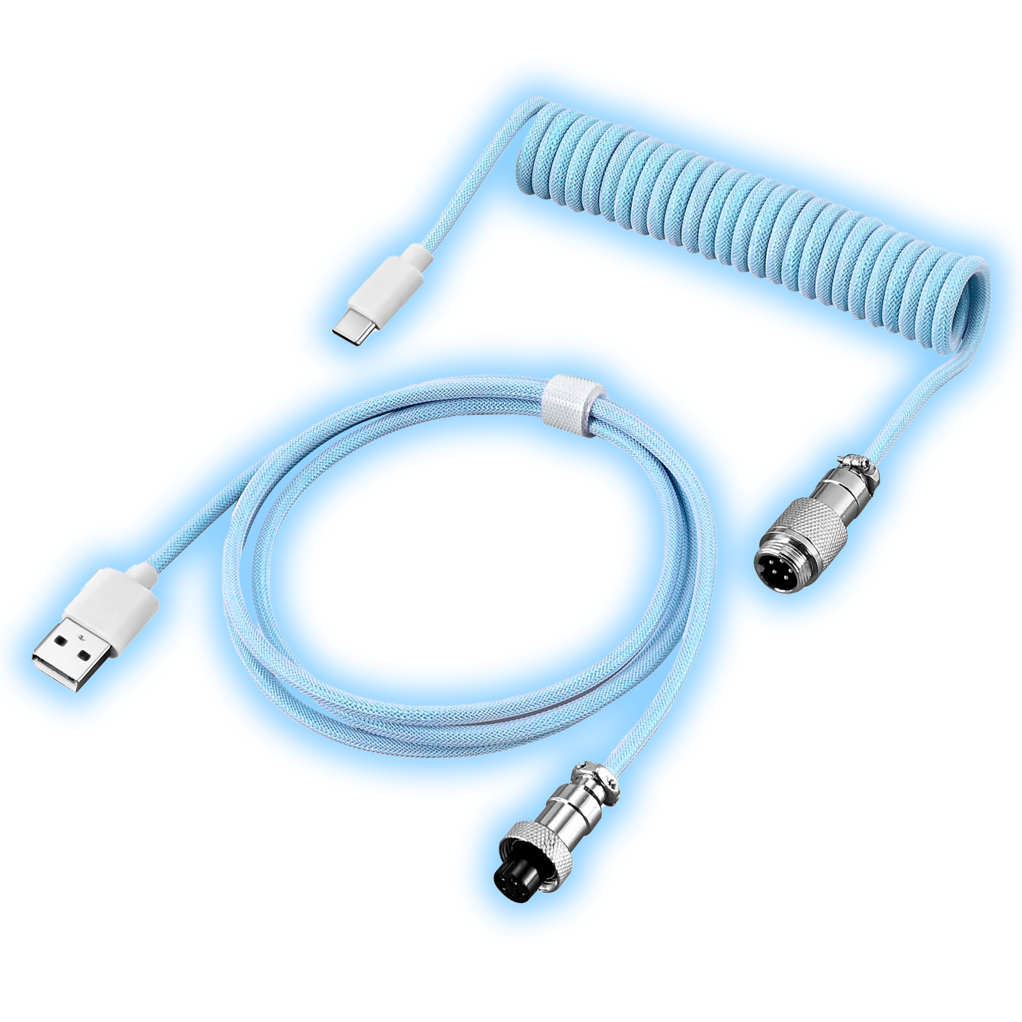 Coiled Keyboard Cable (Cyan)