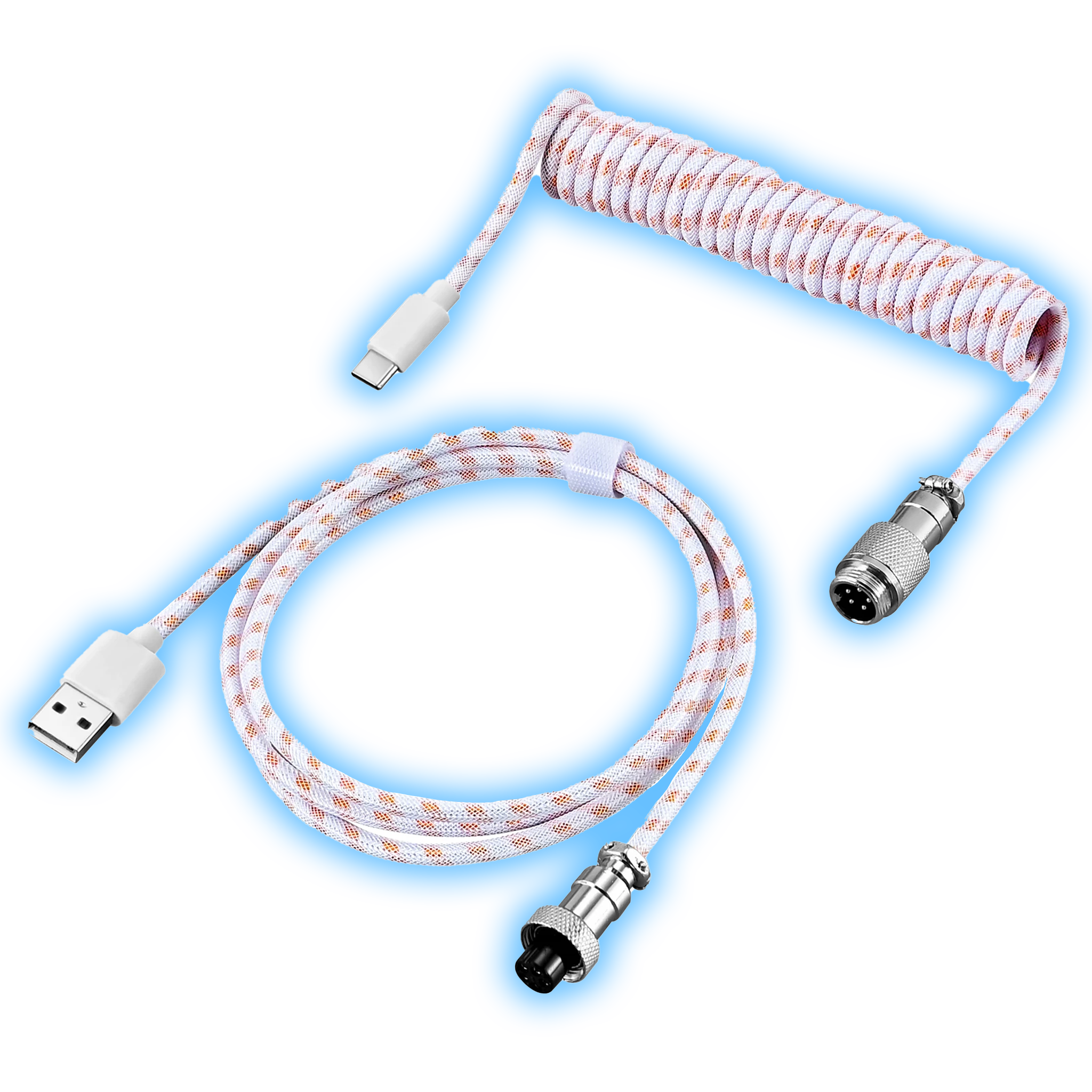 Coiled Keyboard Cable (White&Pink)