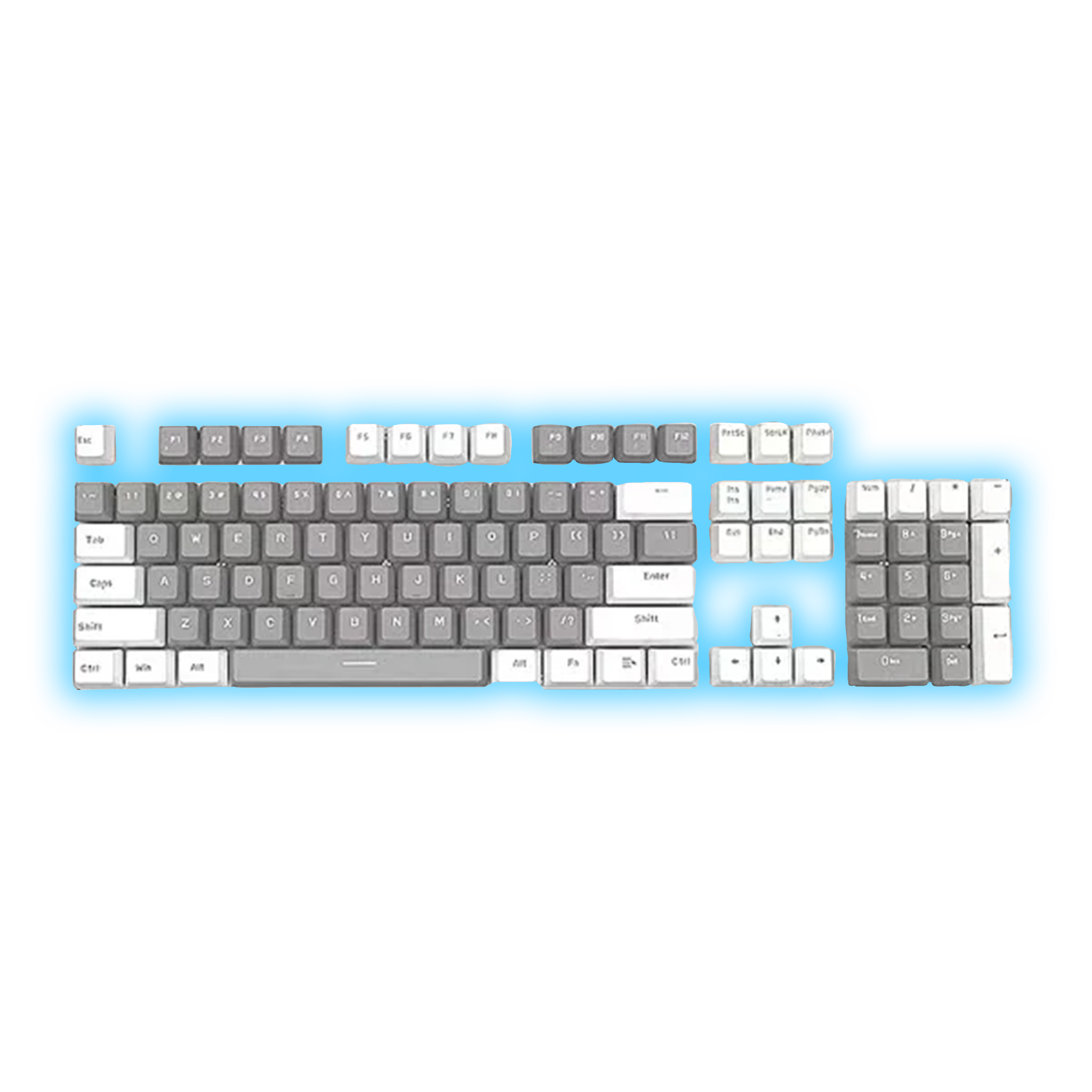ABS Keycaps Set – 104 Keys (Grey/White)