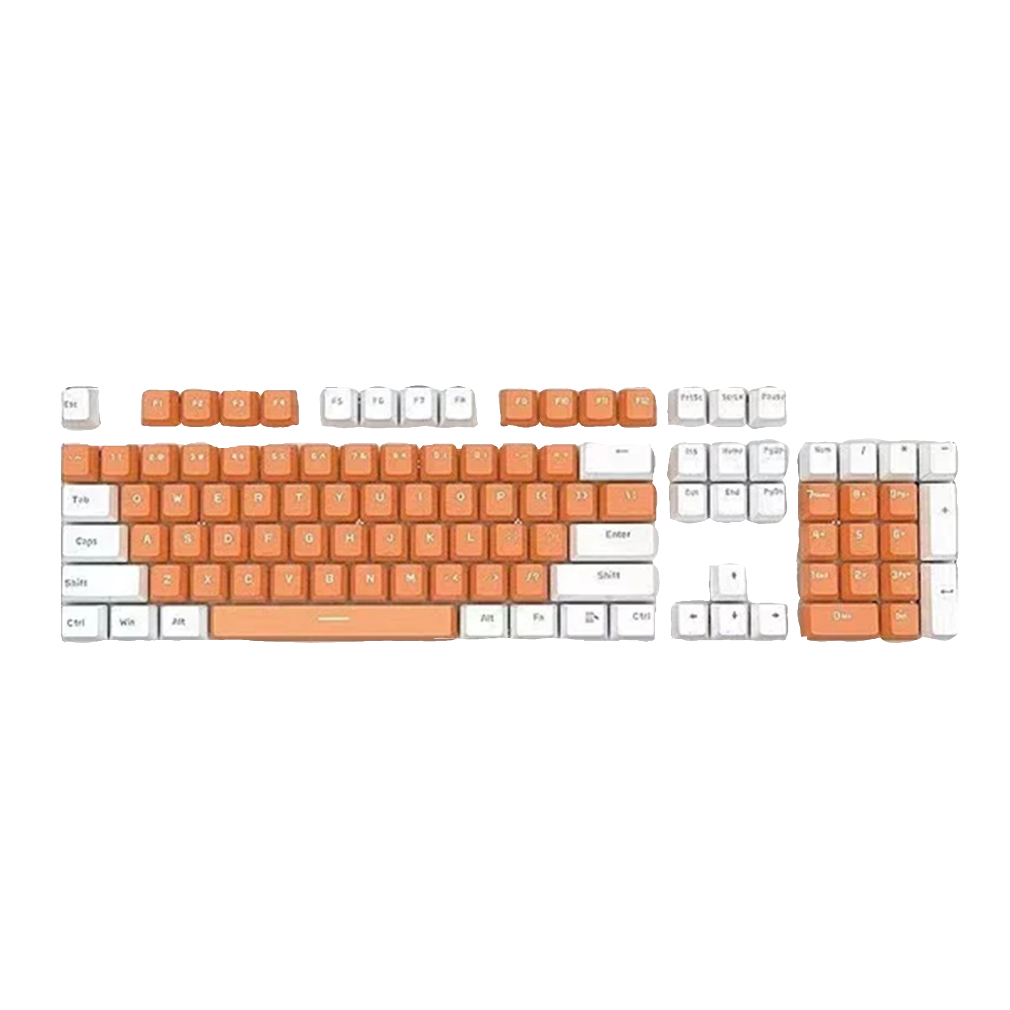 ABS Keycaps Set – 104 Keys (Orange/White)