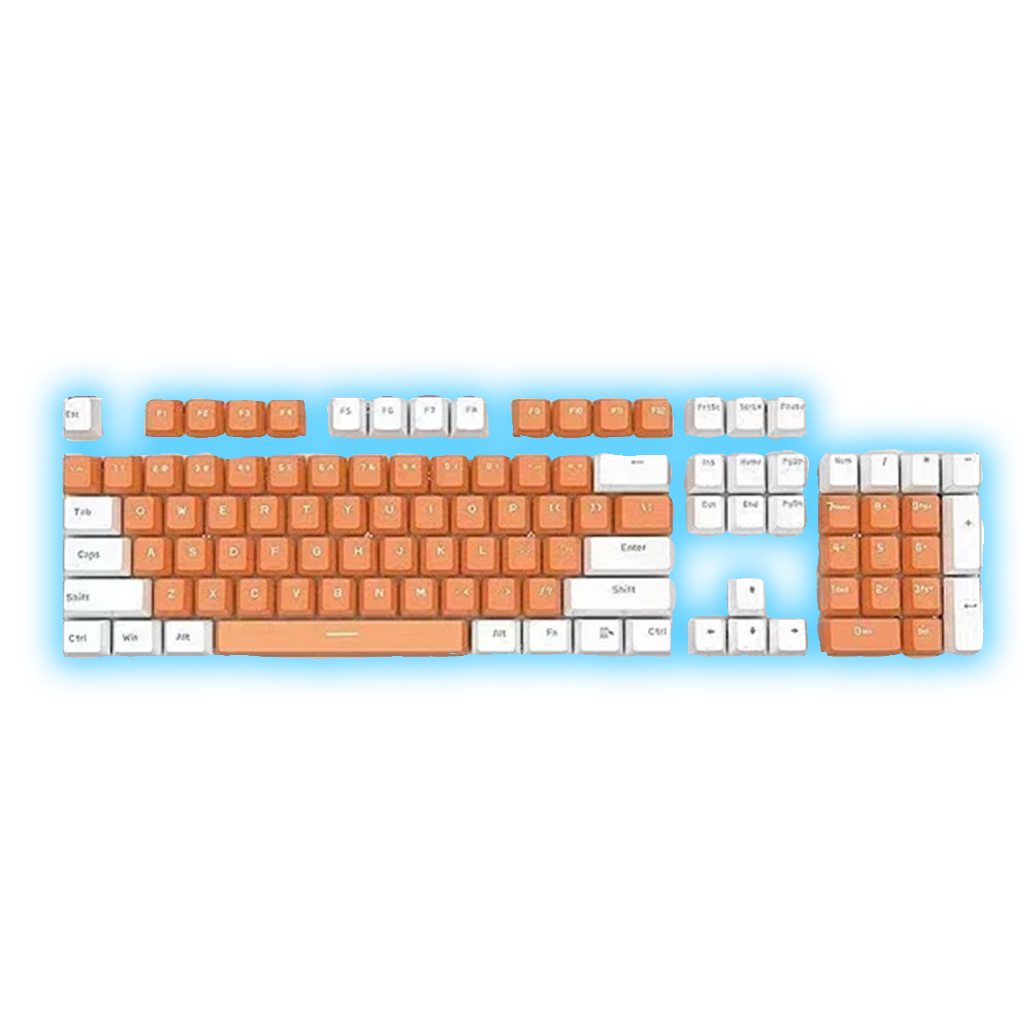 ABS Keycaps Set – 104 Keys (Orange/White)