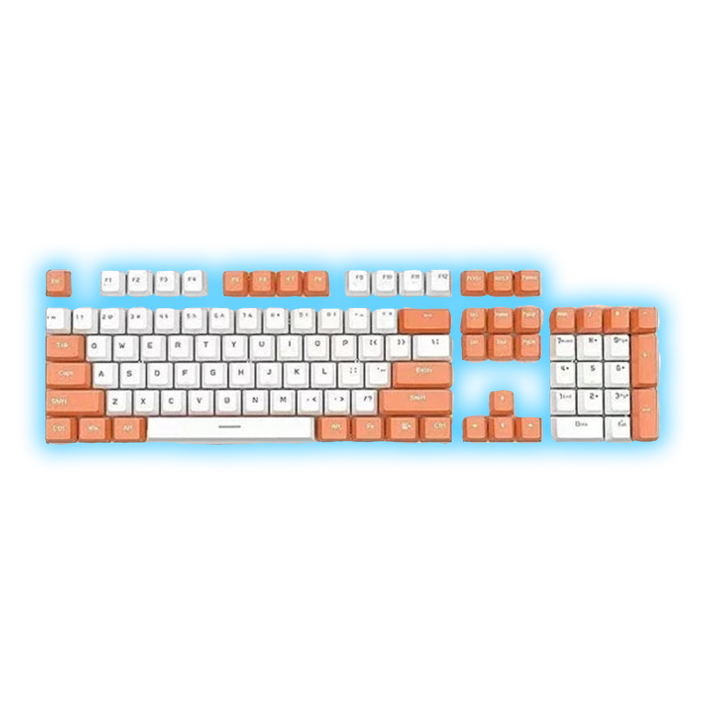 ABS Keycaps Set – 104 Keys (White/Orange)