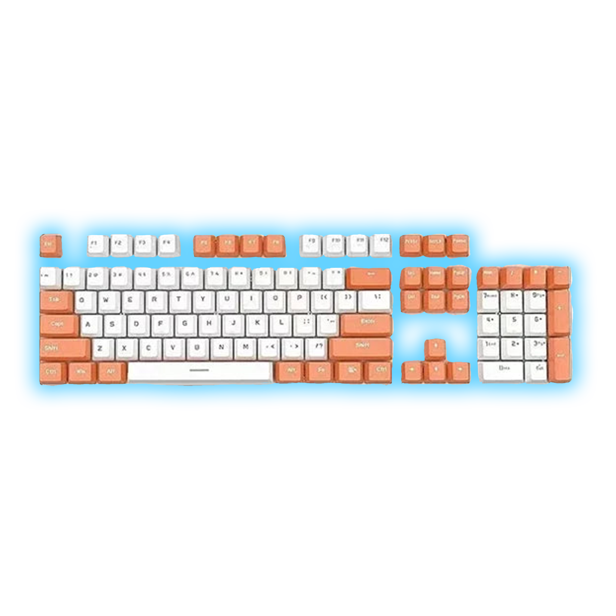 ABS Keycaps Set – 104 Keys (White/Orange)
