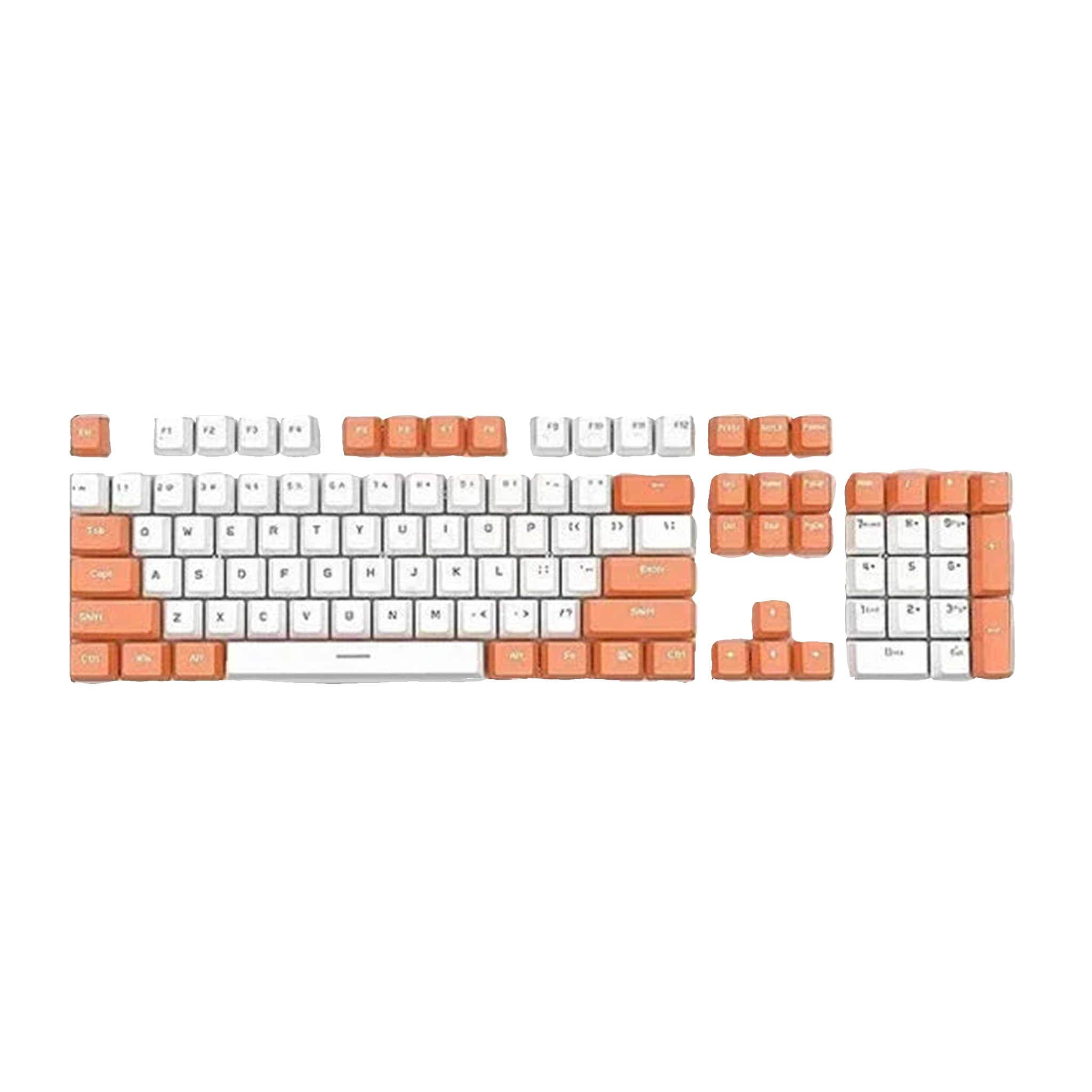 ABS Keycaps Set – 104 Keys (White/Orange)