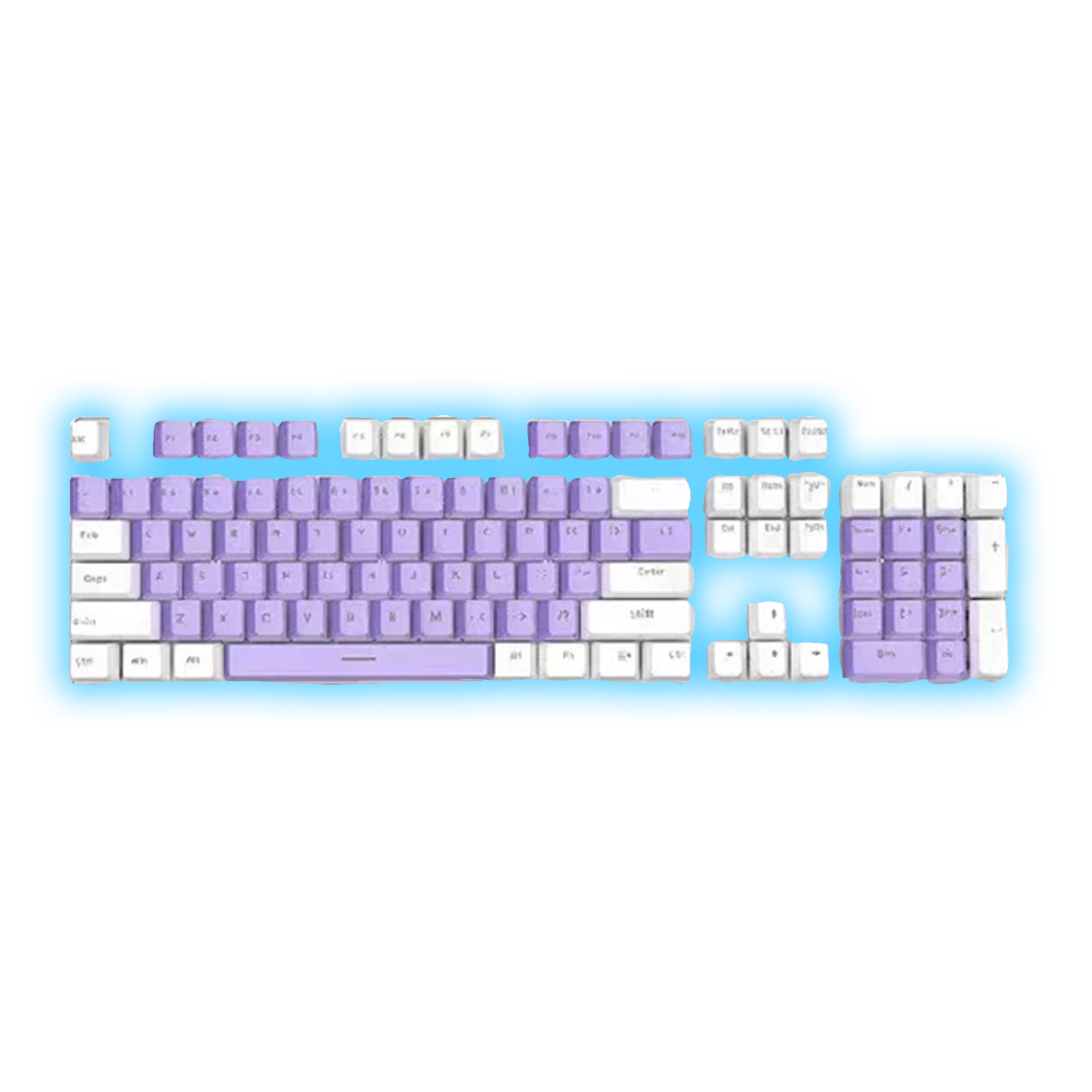 ABS Keycaps Set – 104 Keys (Purple/White)