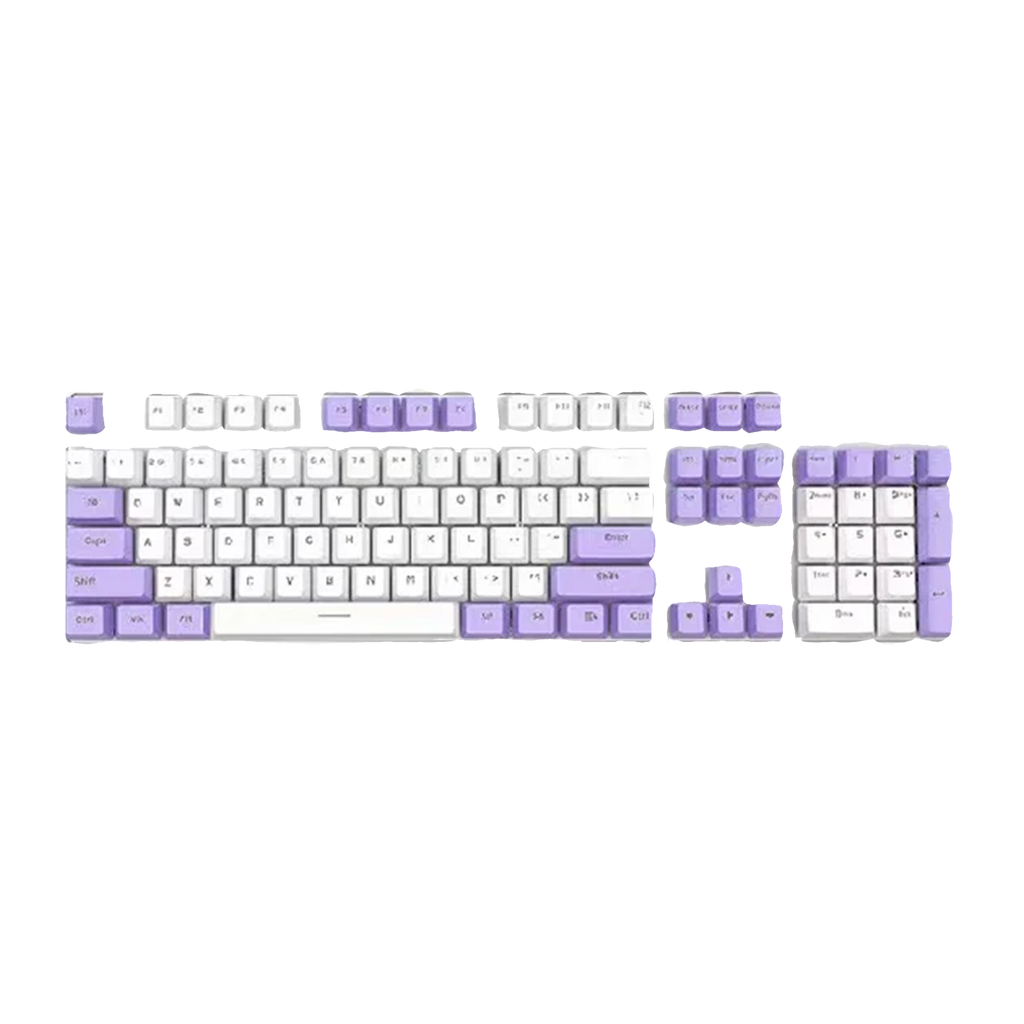 ABS Keycaps Set – 104 Keys (White/Purple)
