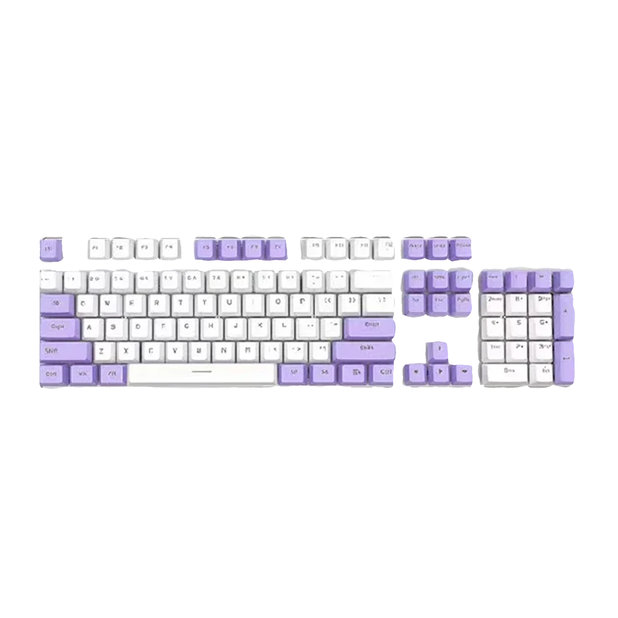 ABS Keycaps Set – 104 Keys (White/Purple)