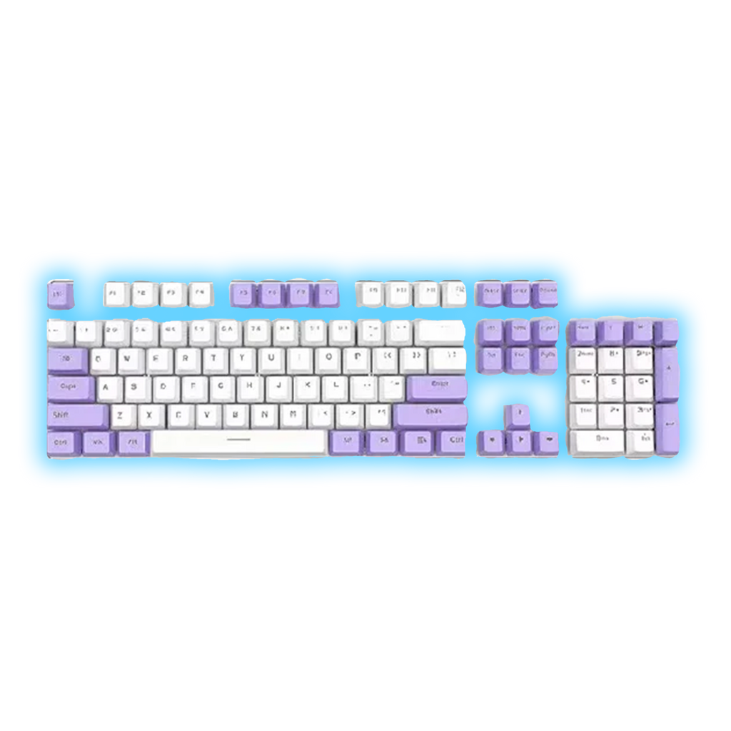 ABS Keycaps Set – 104 Keys (White/Purple)