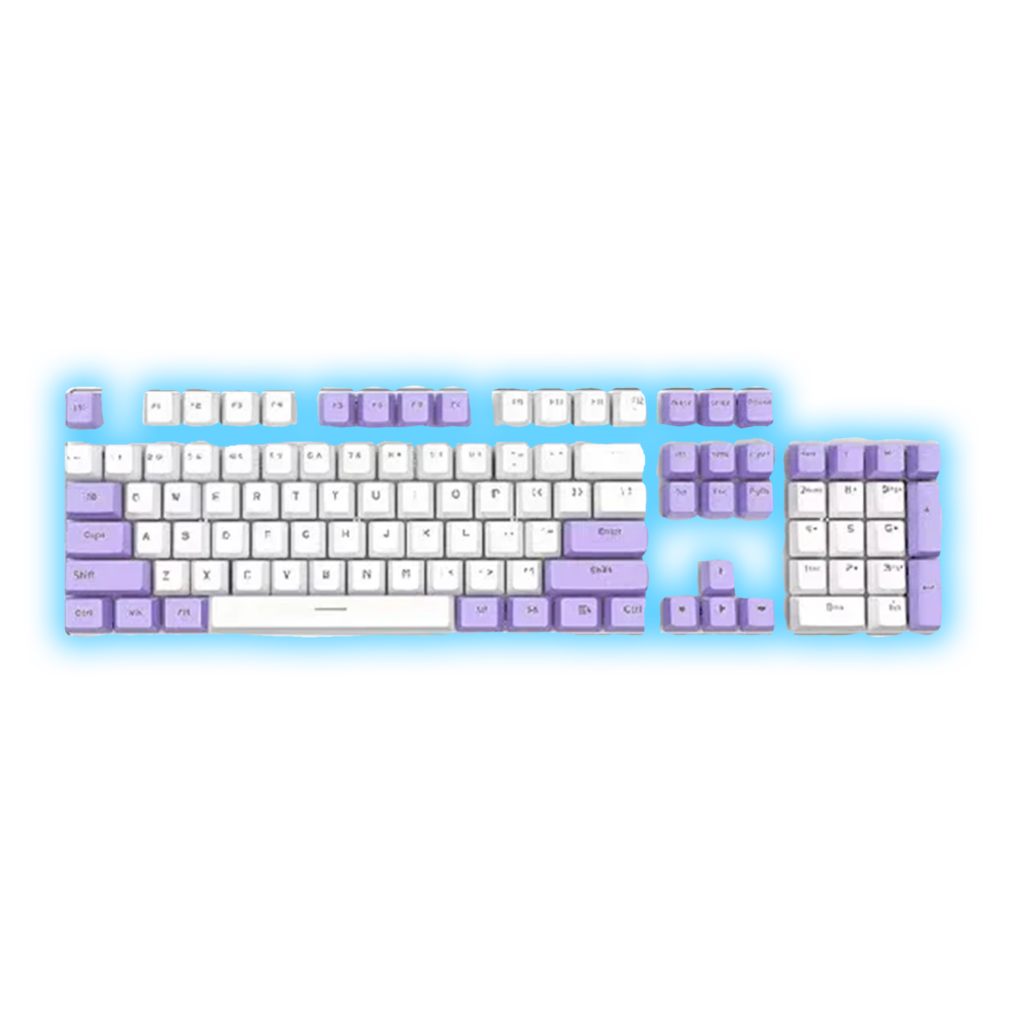 ABS Keycaps Set – 104 Keys (White/Purple)