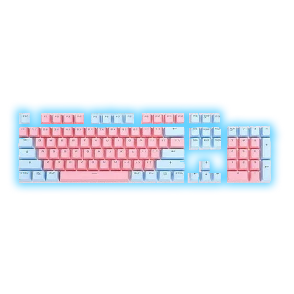 ABS Keycaps Set – 104 Keys (Pink/Cyan)