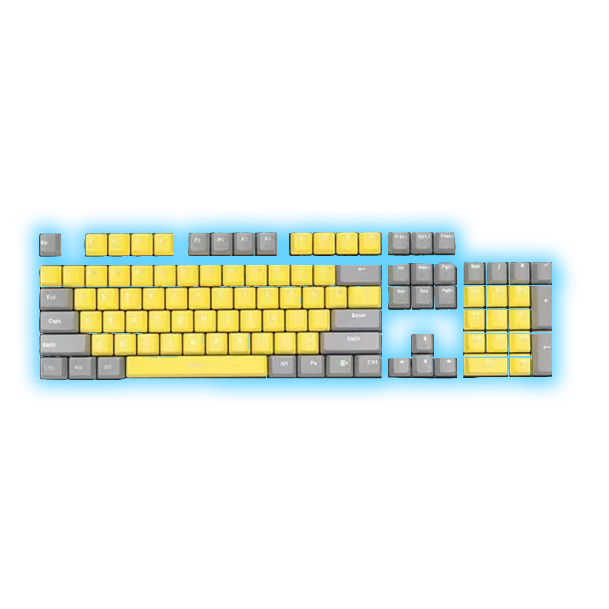 ABS Keycaps Set – 104 Keys (Yellow/Grey)