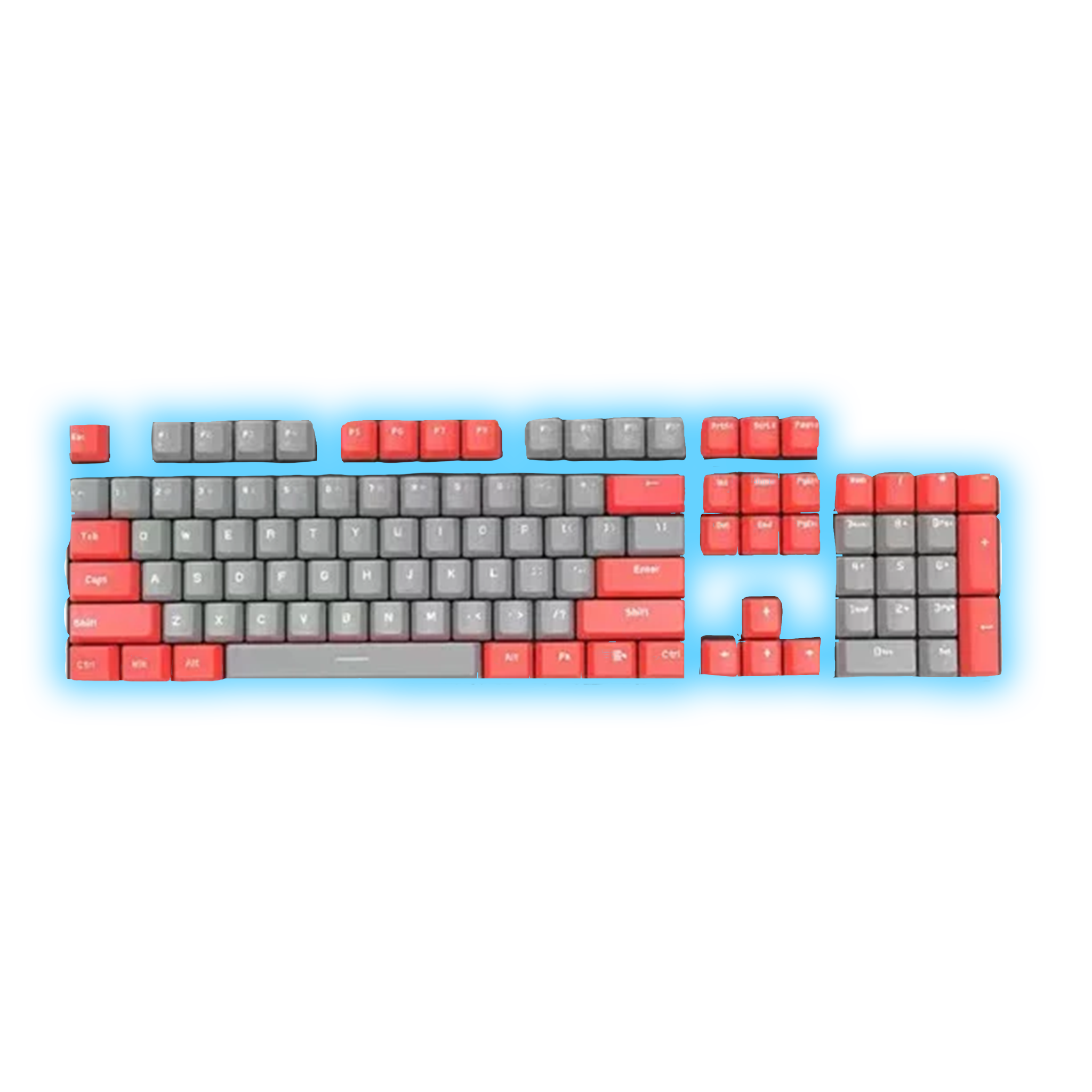 ABS Keycaps Set – 104 Keys (Grey/Red)