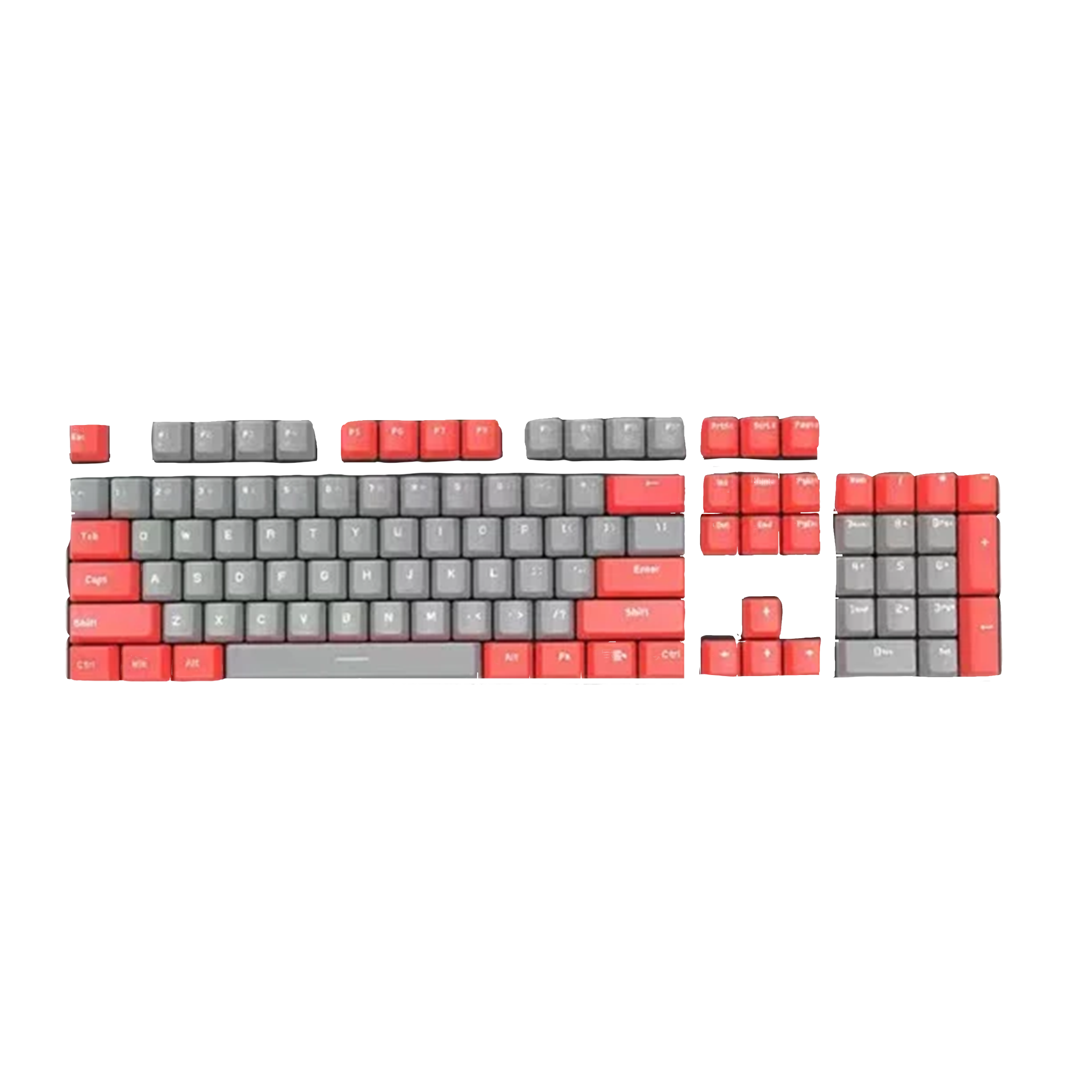 ABS Keycaps Set – 104 Keys (Grey/Red)