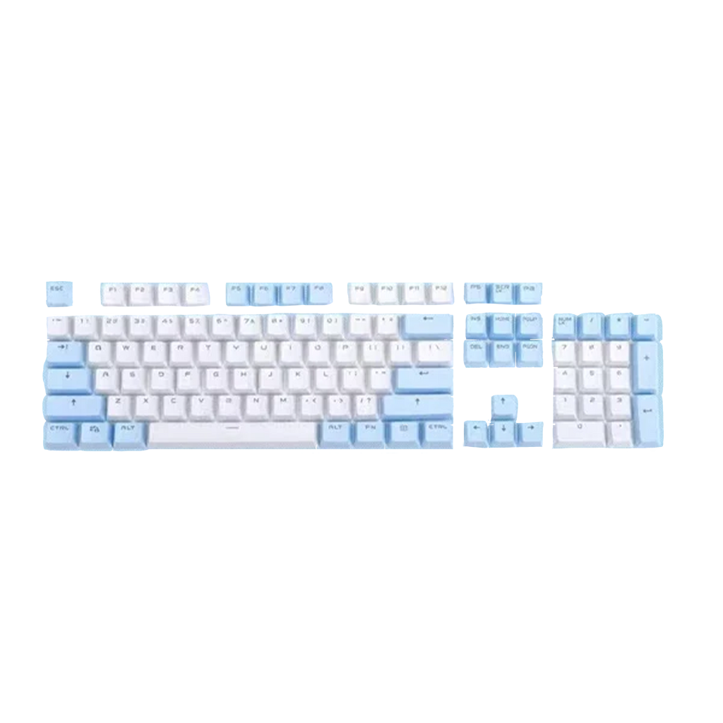 ABS Keycaps Set – 104 Keys (White/Cyan)