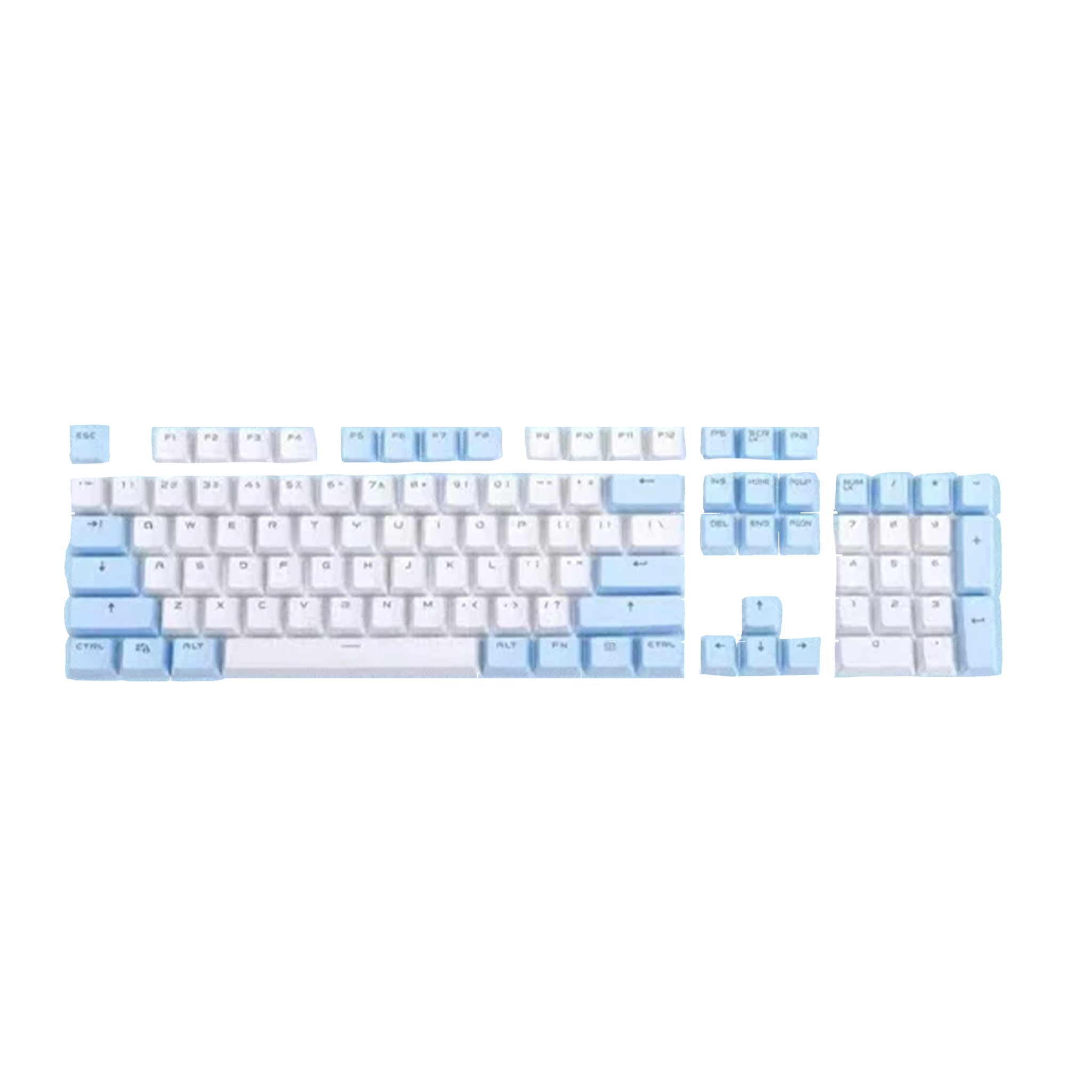 ABS Keycaps Set – 104 Keys (White/Cyan)