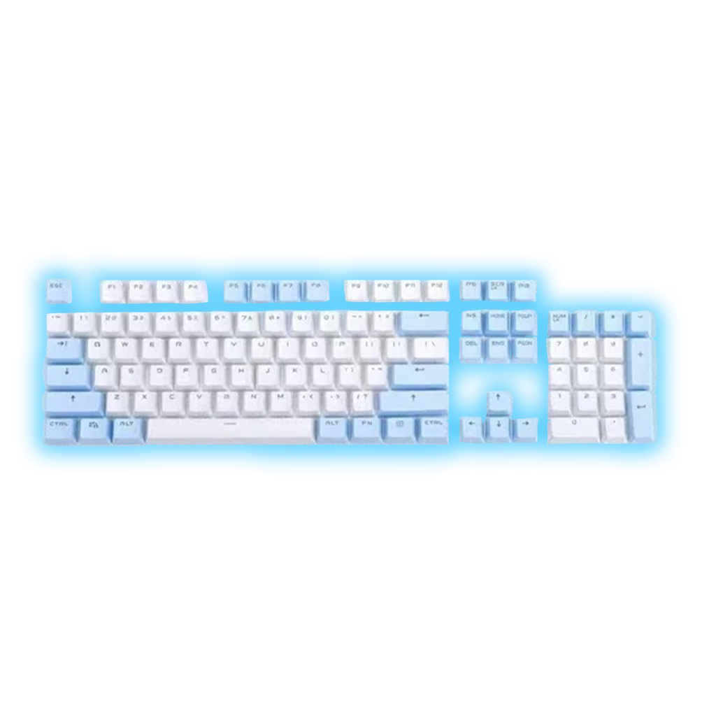 ABS Keycaps Set – 104 Keys (White/Cyan)