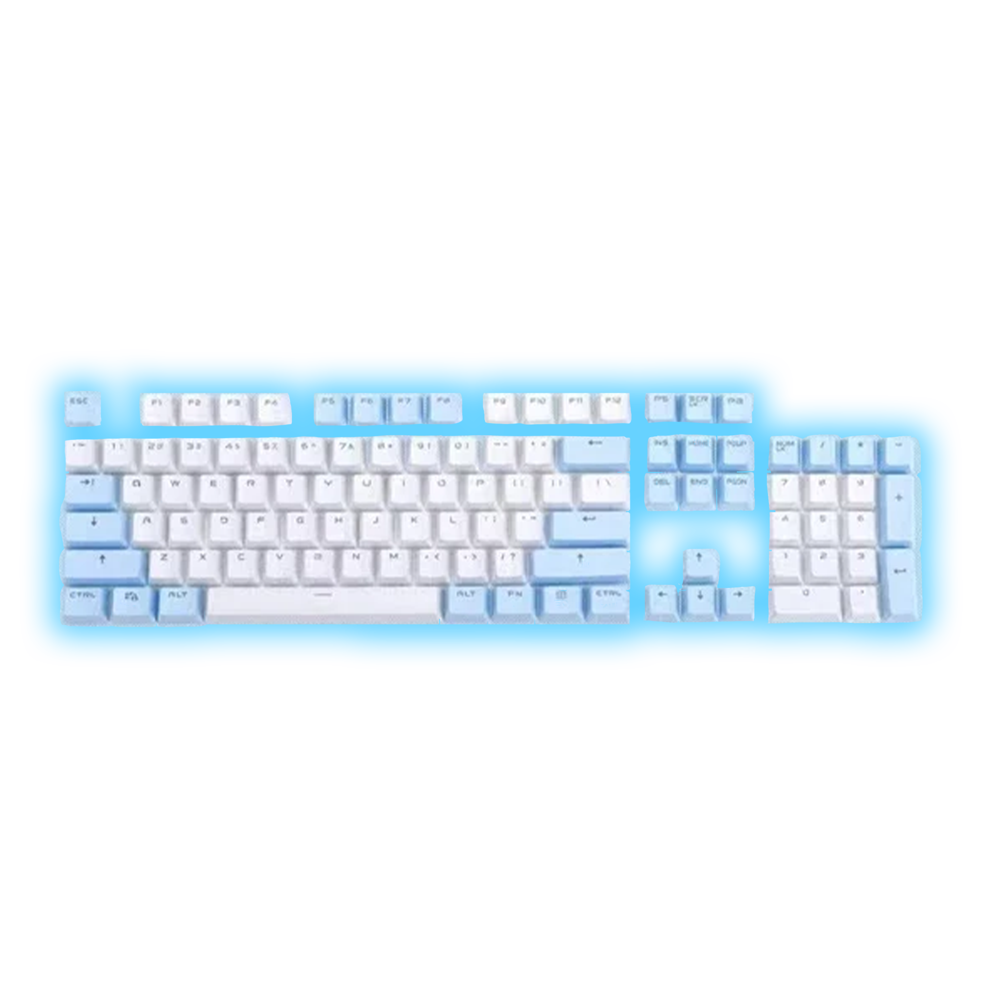 ABS Keycaps Set – 104 Keys (White/Cyan)