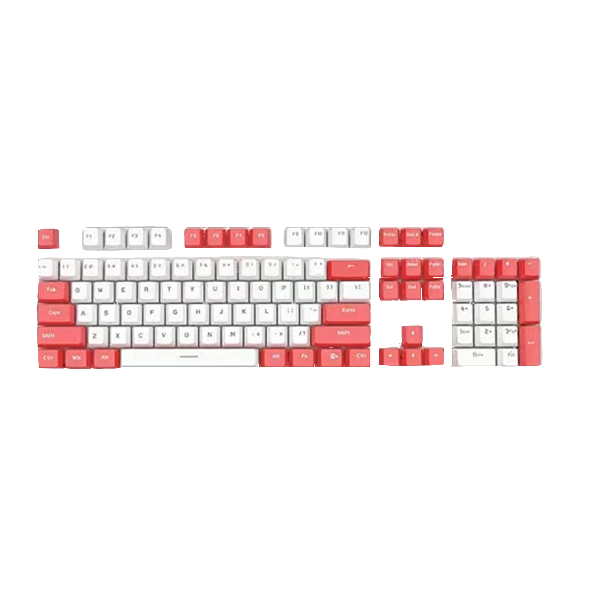 ABS Keycaps Set – 104 Keys (White/Red)