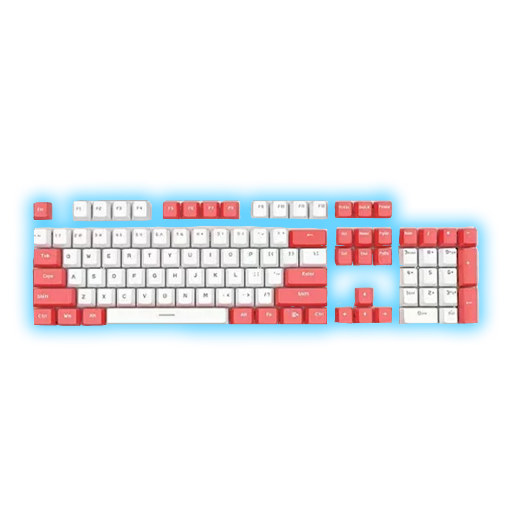 ABS Keycaps Set – 104 Keys (White/Red)