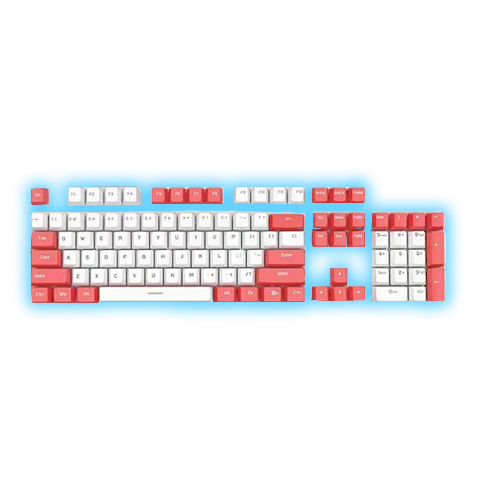 ABS Keycaps Set – 104 Keys (White/Red)