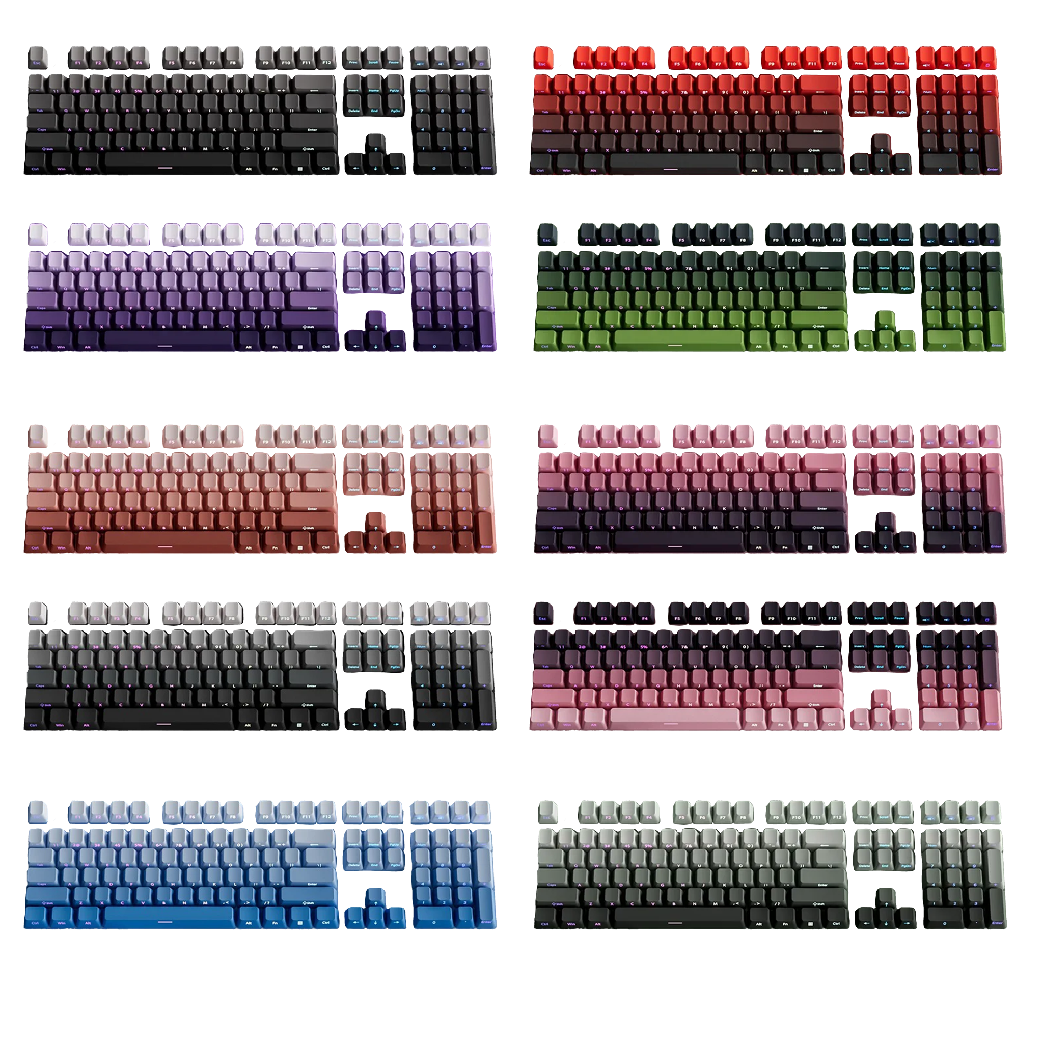 Gradient Side-Printed PBT Keycaps (11 Colors)