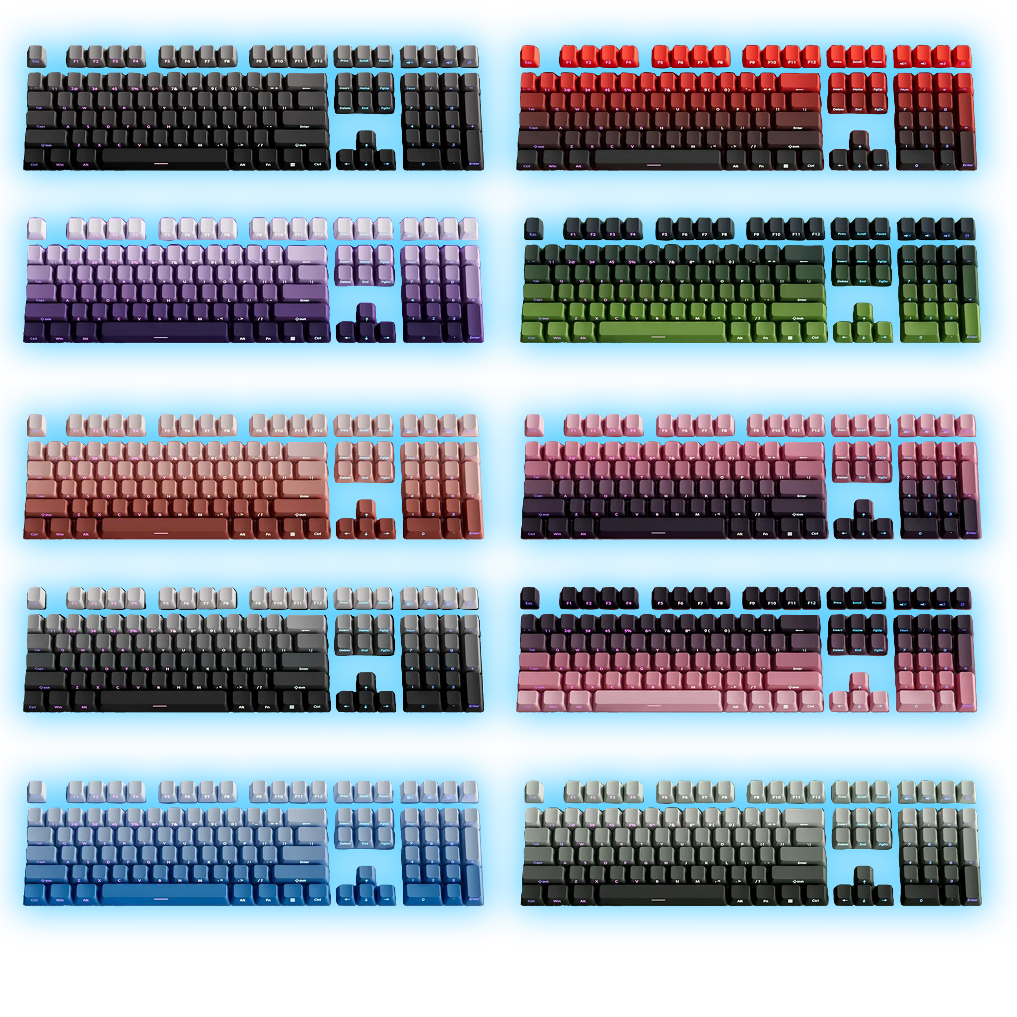 Gradient Side-Printed PBT Keycaps (11 Colors)